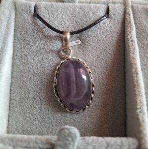 Natural Polished Amethyst Pendant oval shaped